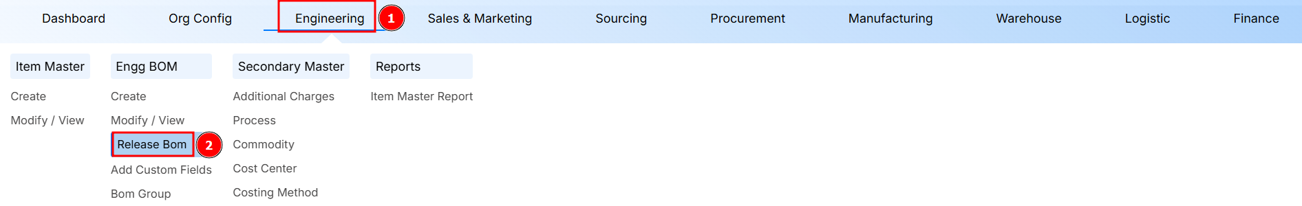 STEPS TO RELEASE BOM