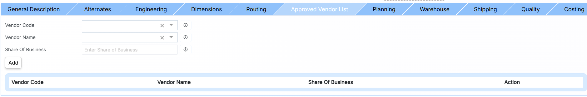APPROVED VENDOR LIST