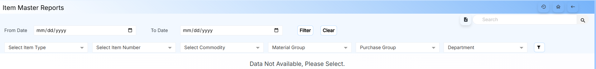 ITEM MASTER REPORT FORM