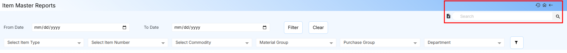 ITEM MASTER REPORT ICONS