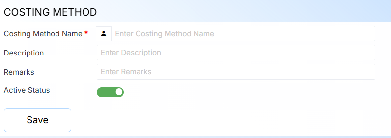 Costing Method Form