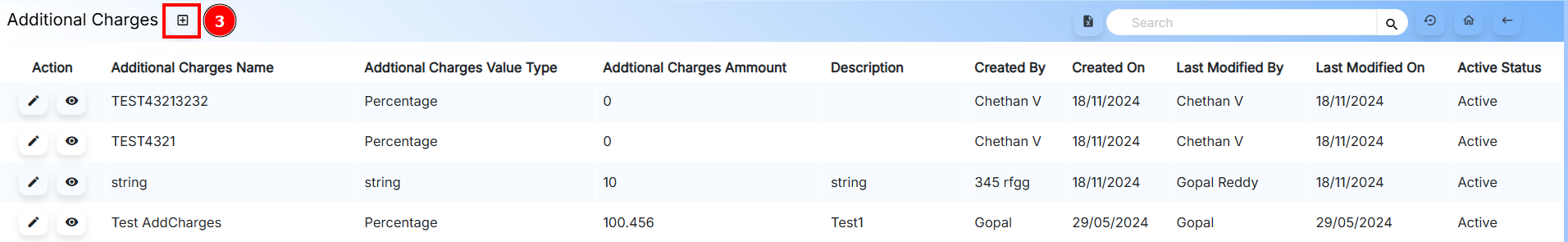 Add Additional Charge Button