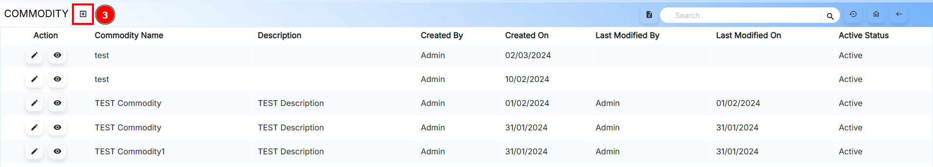 Add Commodity Button