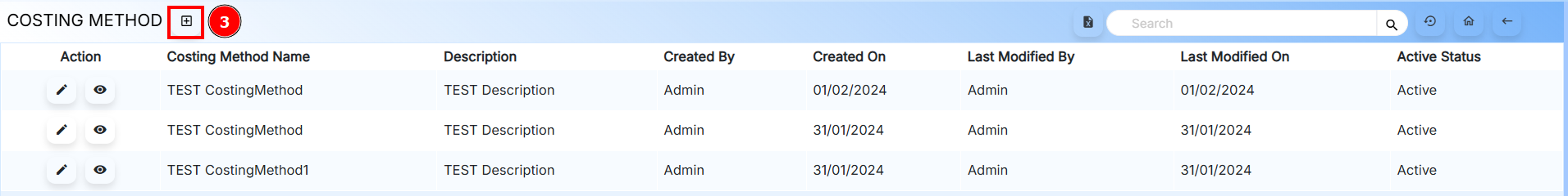 Add Costing Method Button