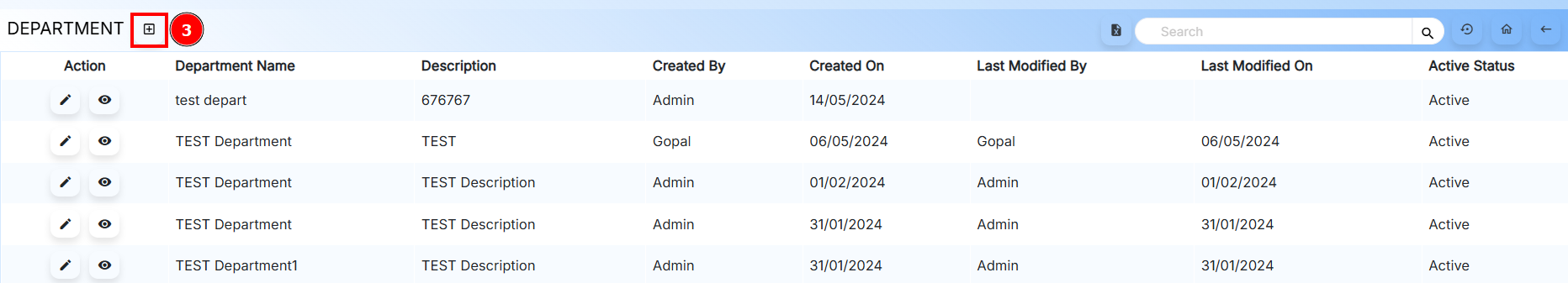 Add Department Button