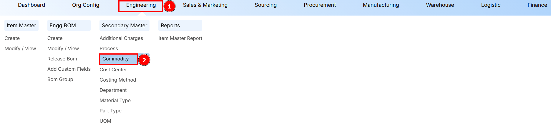 Navigation to Commodity