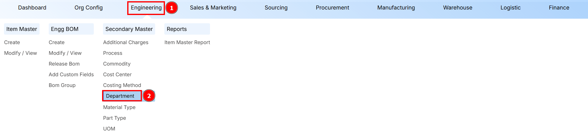 Navigation to Department