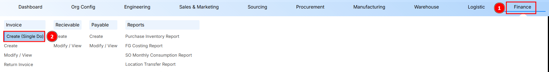 STEPS FOR INVOICE SINGLE DO