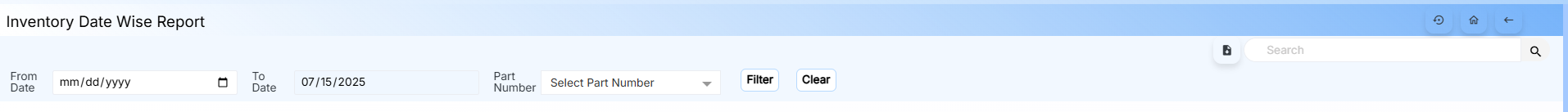 Inventory Date Wise Report Interface