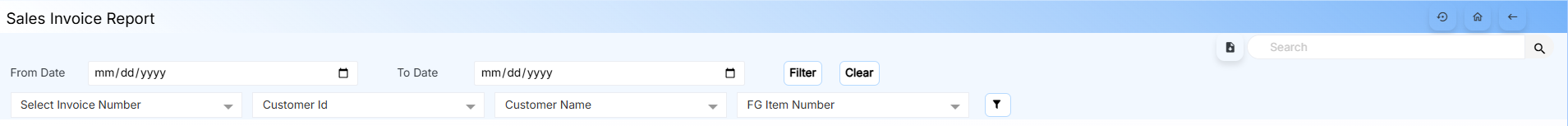 ales Invoice Reports Interface