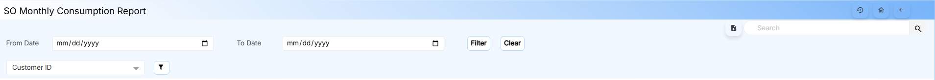 SO Monthly Consumption Report Interface