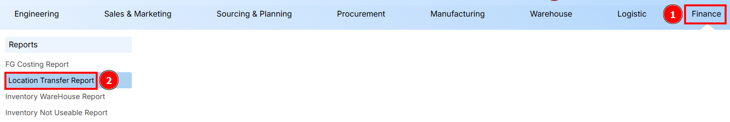 STEPS TO LOCATION TRANSFER REPORT