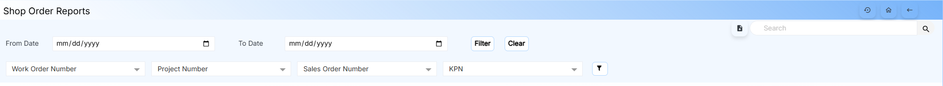 SHOP ORDER REPORT FORM