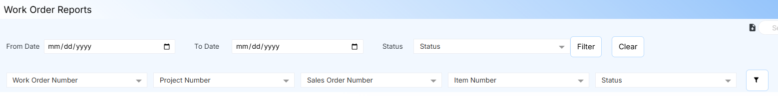 WORK ORDER REPORT PAGE