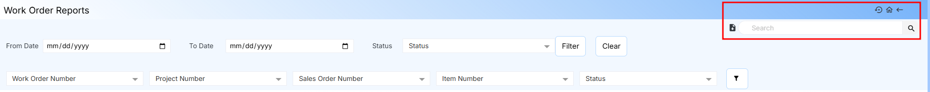 WORK ORDER REPORT PAGE