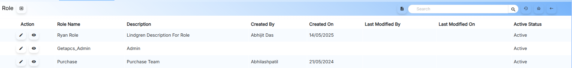 Role Management Page