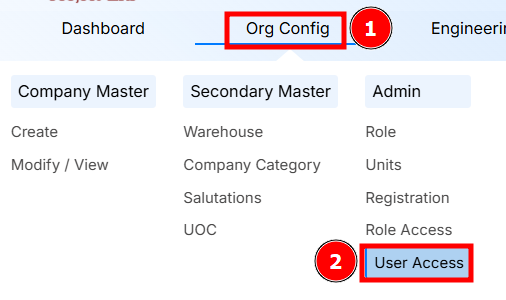 Navigation to User Access