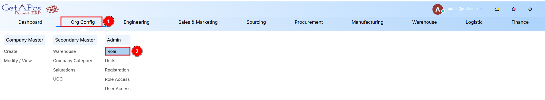 Navigation to Role Management