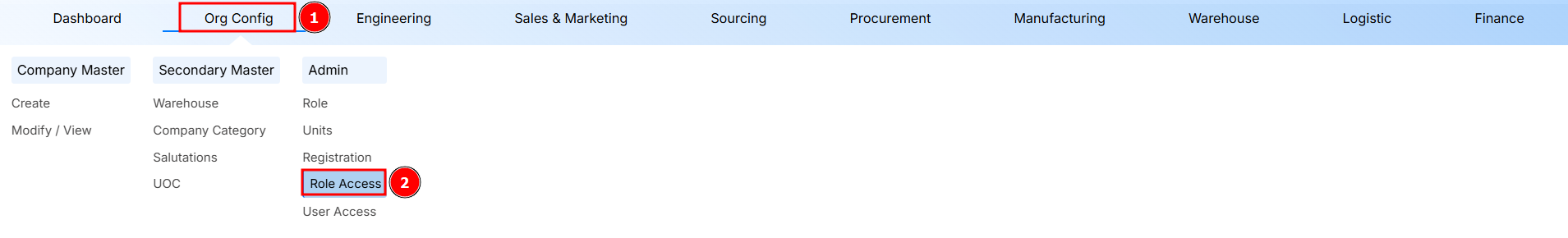 Navigation to Role Access