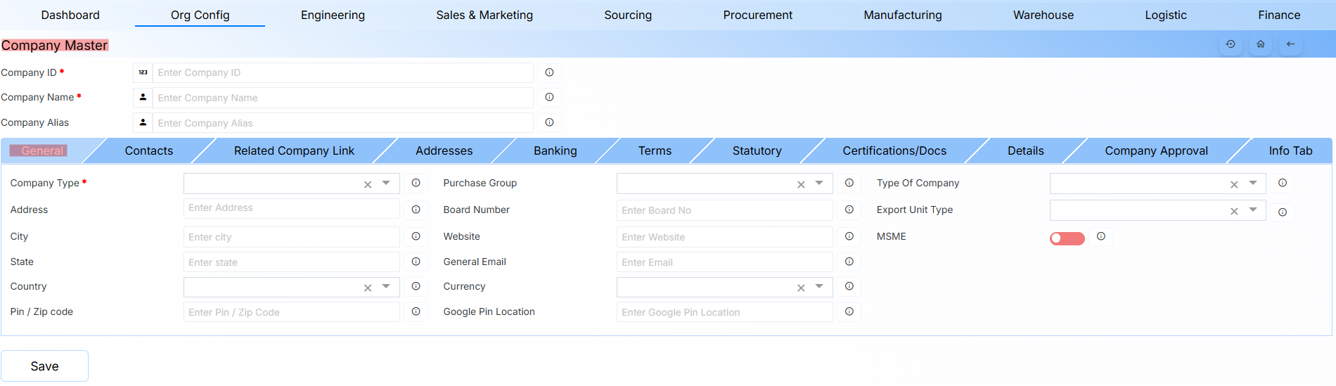COMPANY MASTER WITH GENERAL