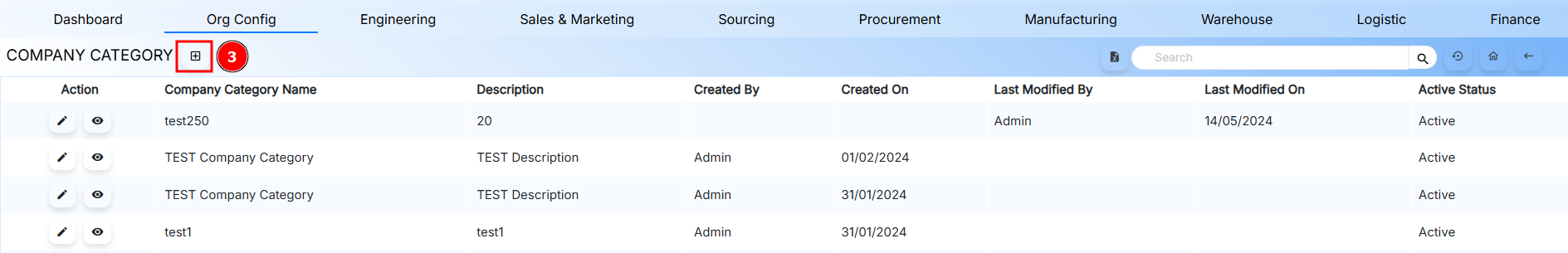 Add Company Category Button