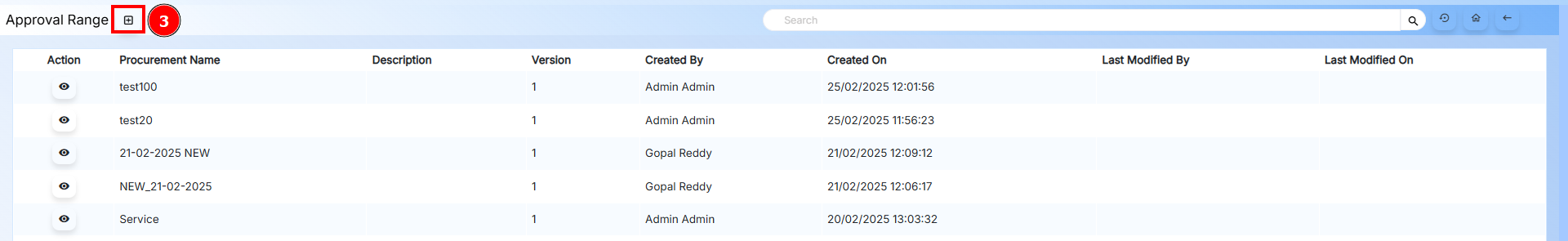 Add Approval Range Button