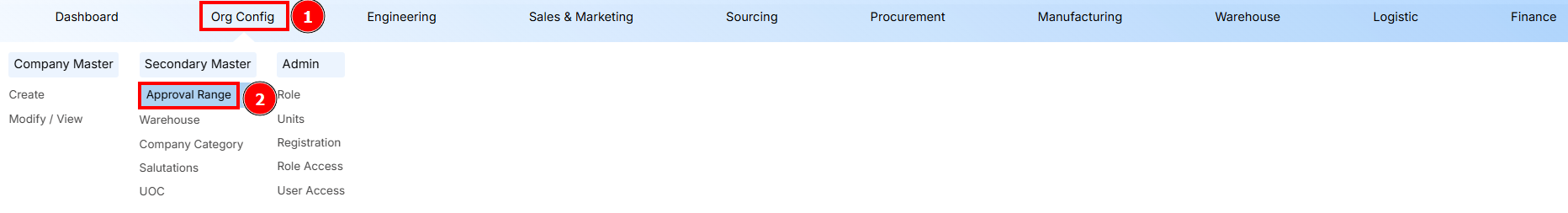 Navigation to Approval Range