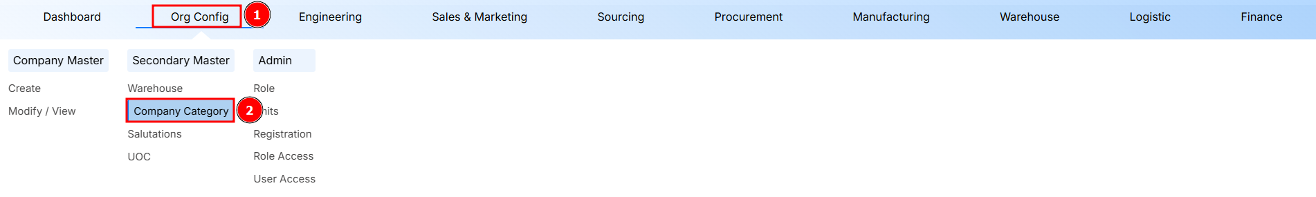 Navigation to Company Category