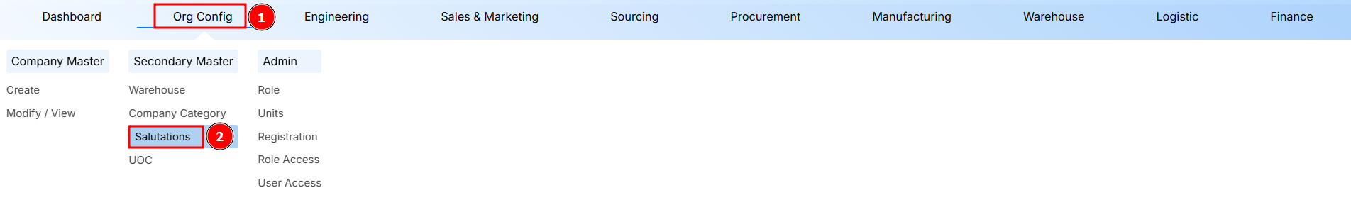 Navigation to Salutations
