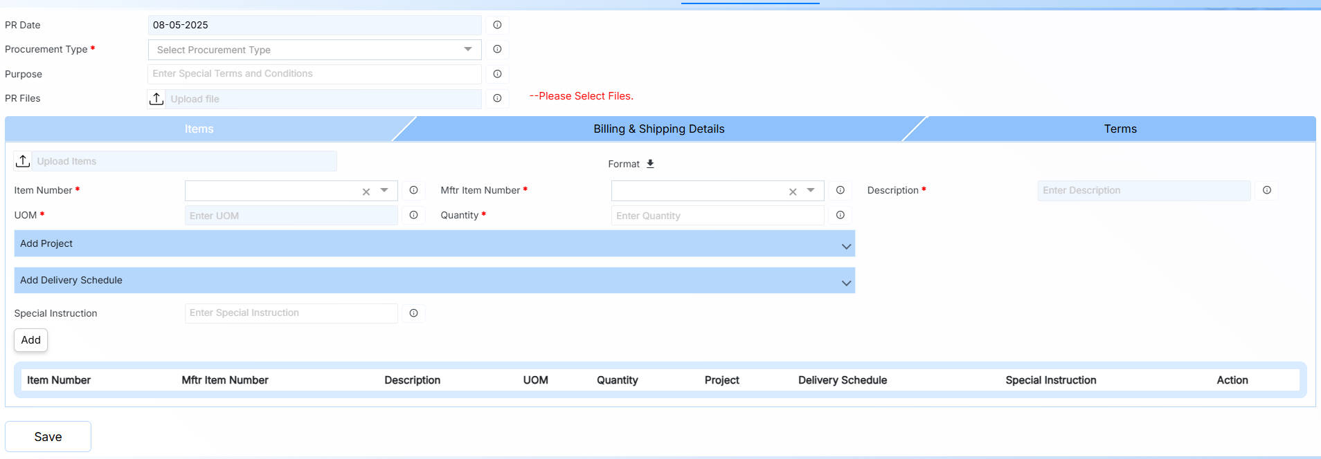 Purchase Requisition Form