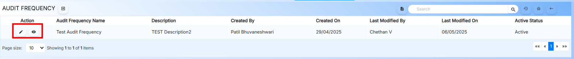 Audit Frequency Actions