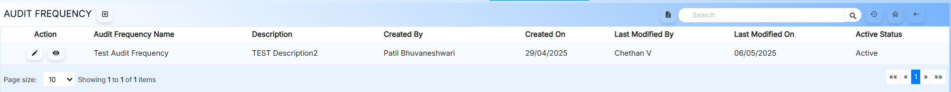 Audit Frequency Listing