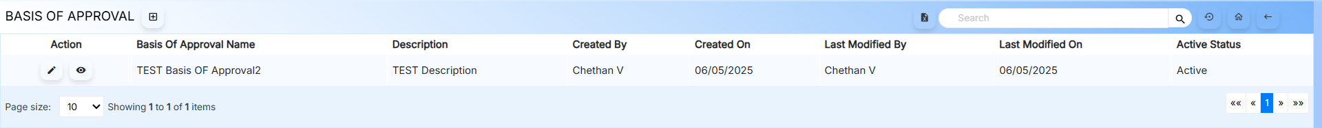 Basis of Approval Listing