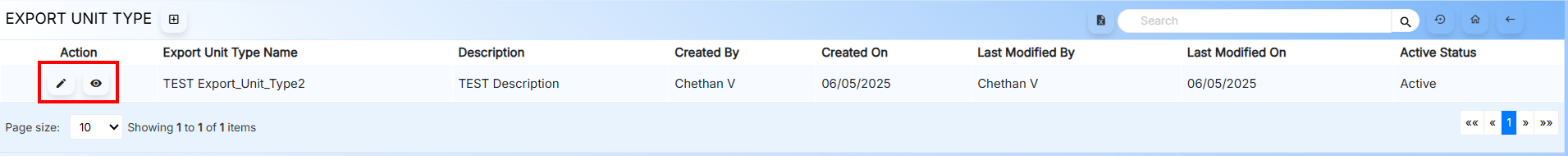 Export Unit Type Actions