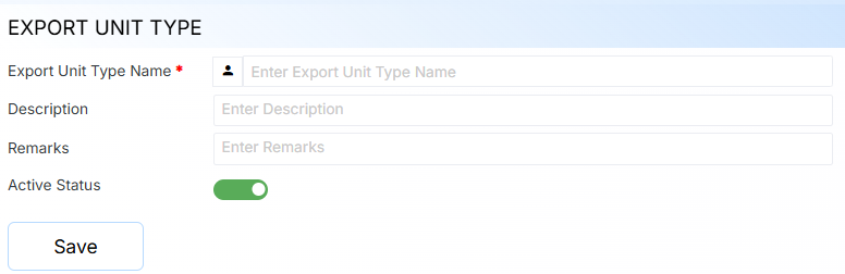 Export Unit Type Form
