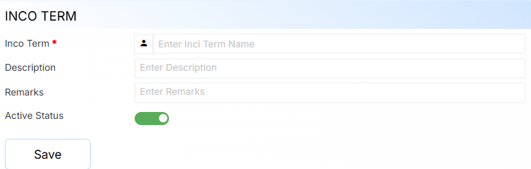 INCO Terms Form
