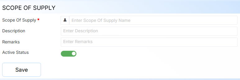 Scope of Supply Form