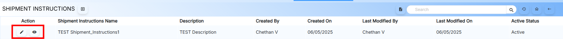 Shipment Instruction Actions