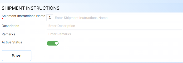 Shipment Instruction Form