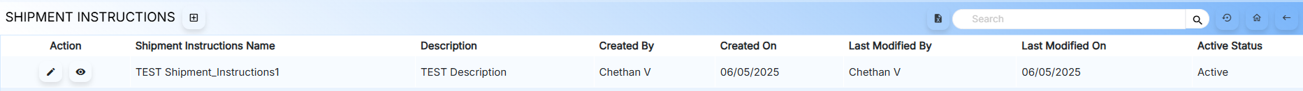 Shipment Instruction Listing