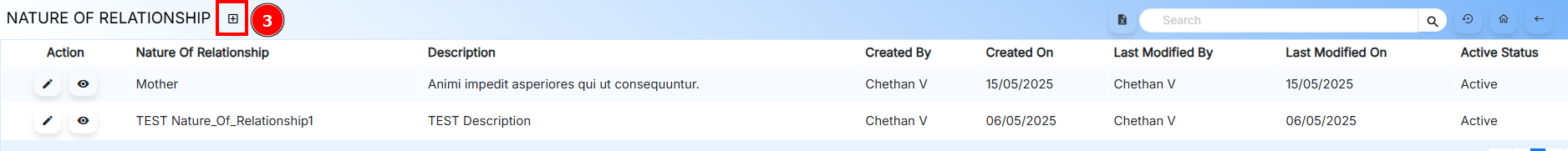 Add Nature of Relationship Button