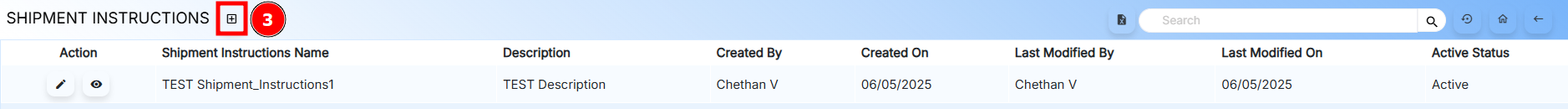 Add Shipment Instruction Button