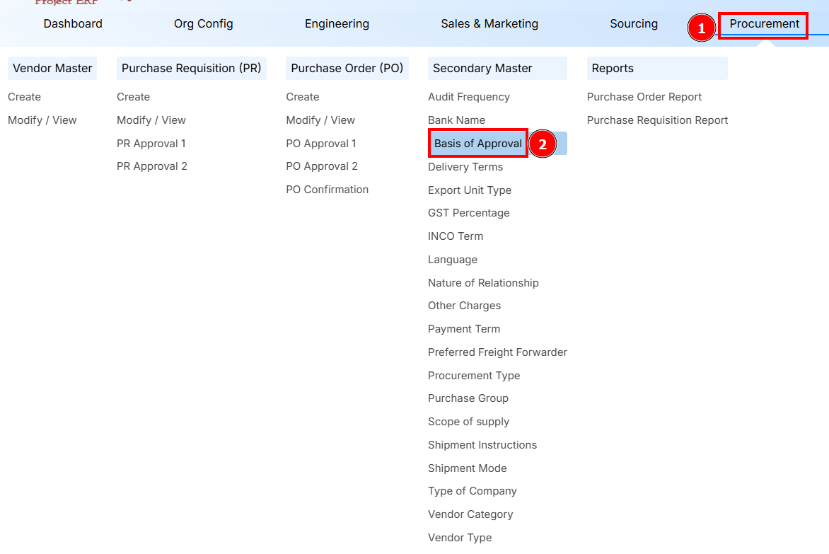 Navigation to Basis of Approval