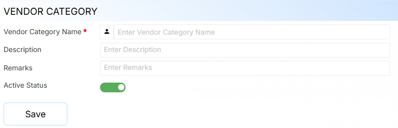 Vendor Category Form
