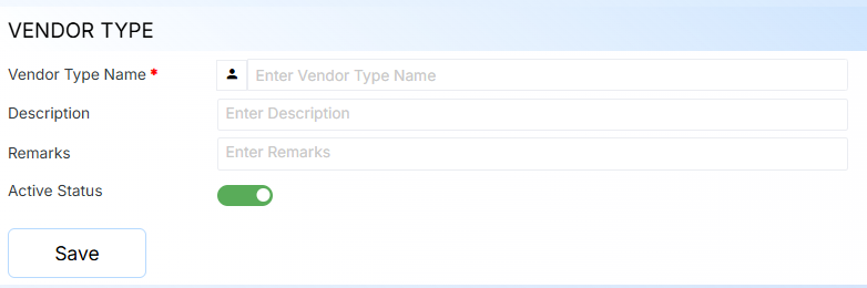 Vendor Type Form
