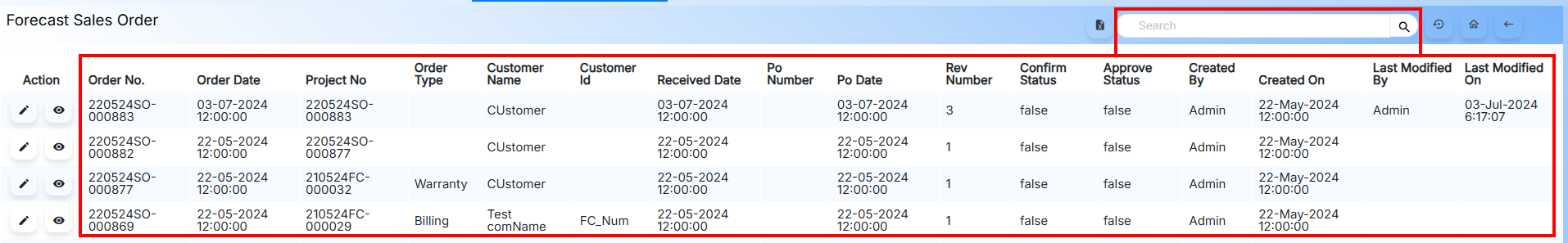 MODIFY/VIEW SEARCH VIEW