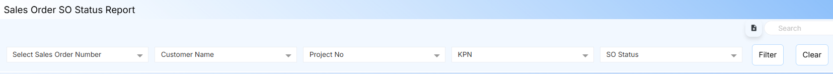 SALES ORDER SO STATUS FORM