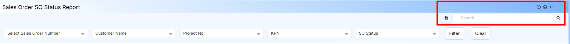 SALES ORDER SO STATUS FORM