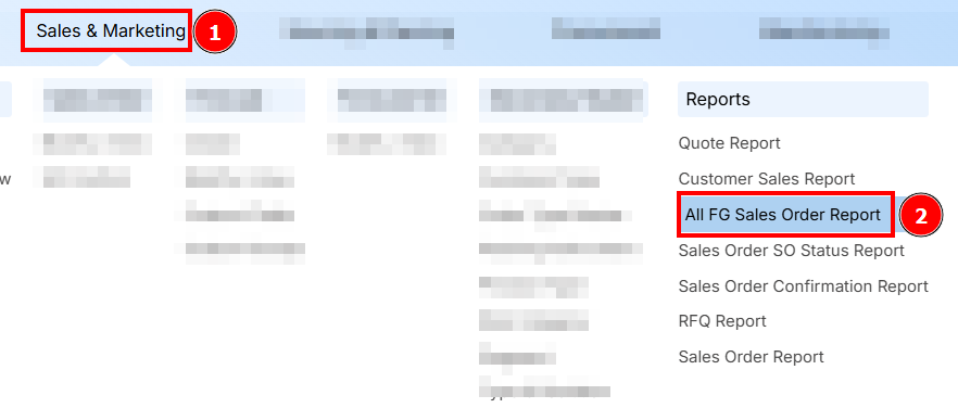 STEPS FOR ALL FG Sales Order Reports