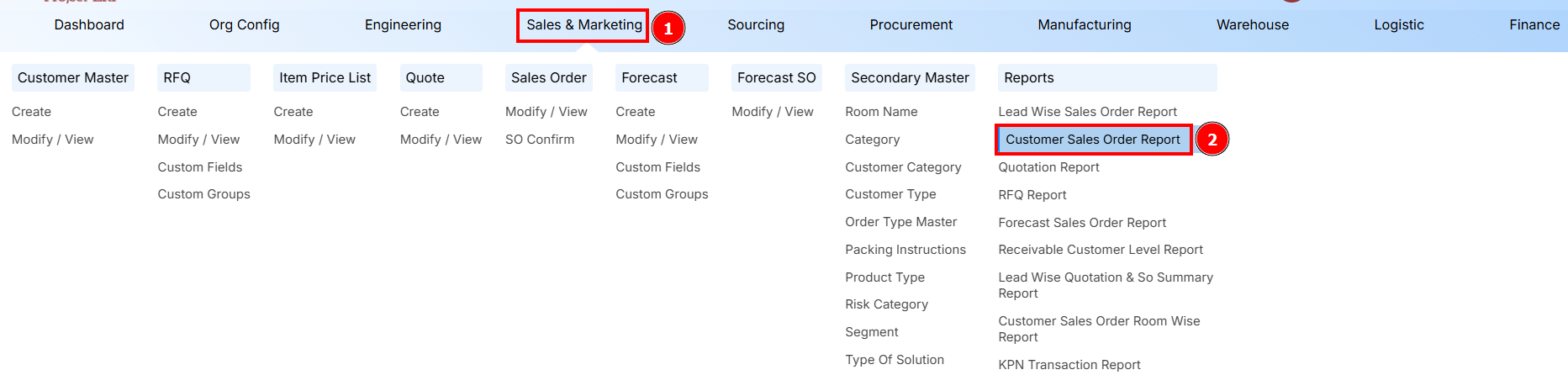 STEPS FOR CUSTOMER SALES ORDER REPORT